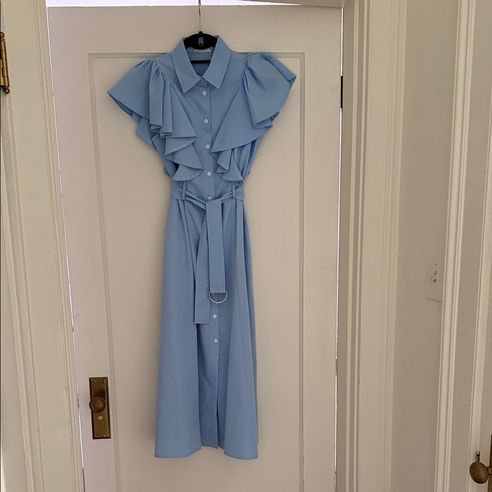 Pink Ripple Elegant Blue Ruffle Dress size M